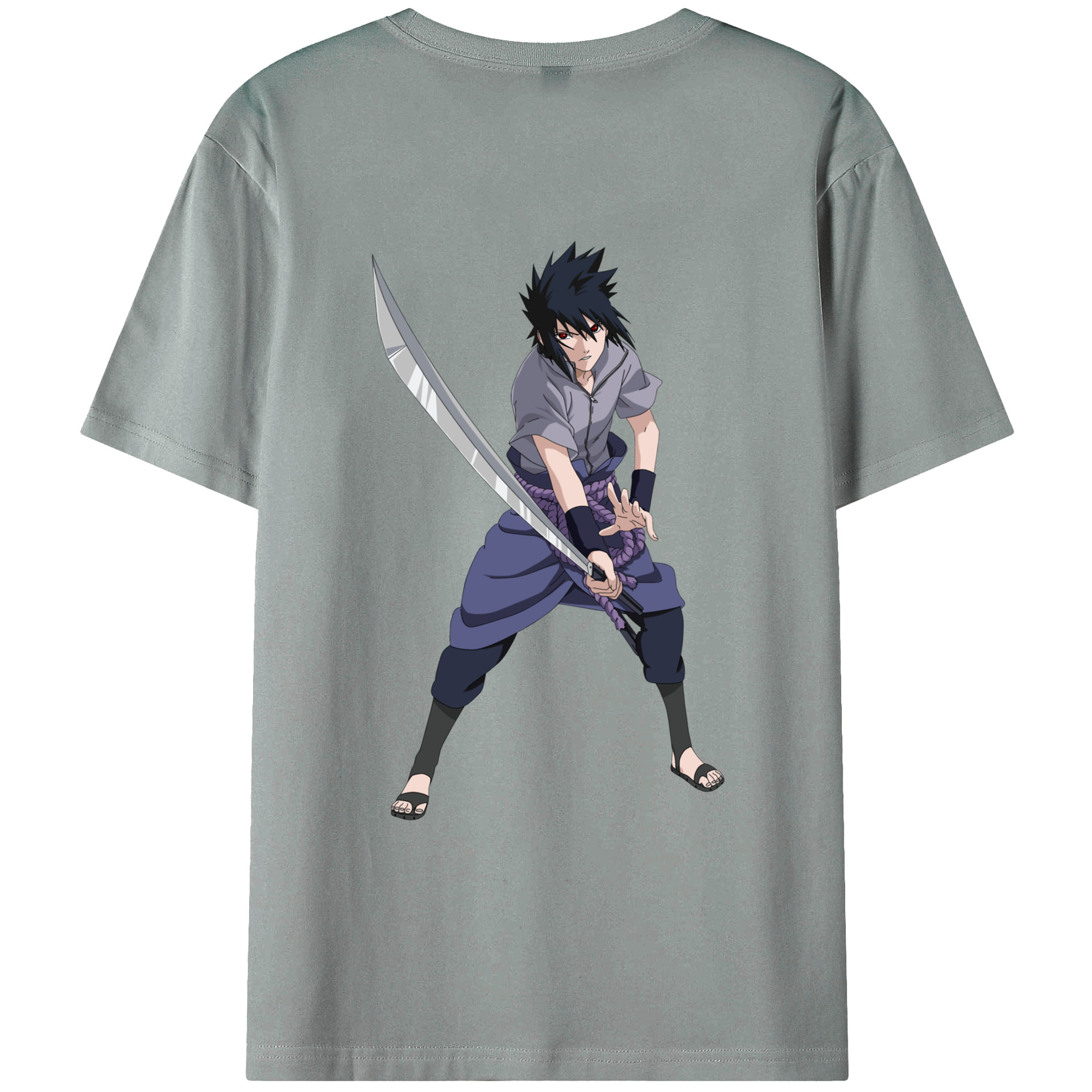 （画像用） NARUTO -ナルト- うちは サスケ Uchiha Sasuke 綿100％ メンズ半袖Tシャツ（バックプリント） 通気性